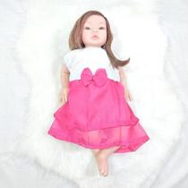 Boneca Bebê Reborn Baby Kiss Morena Cabelo Longo Castanho