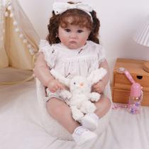 Boneca Bebê Reborn Brastoy Realista 60cm Silicone Conjunto de Roupa Chupeta Mamadeira e Pelúcia Boneca Bebê Reborn Brastoy Realista 60cm Silicone Conjunto de Roupa Chupeta Mamadeira e Pelúcia