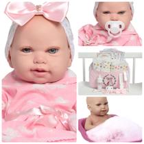 Boneca Bebê Reborn Carequinha Olhos Azuis Com Kit Acessórios Boneca Bebê Reborn Carequinha Olhos Azuis Com Kit Acessórios