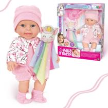 Boneca Bebe Reborn com Naninha de Unicórnio e Mordedor - Milk brinquedo