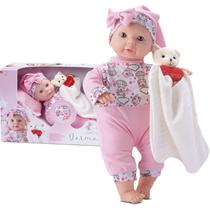 Boneca Bebê Reborn Com Travesseirinho e Mantinha de Ninar