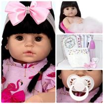 Boneca Bebê Reborn Corpo 100% Silicone Morena com 13 Itens Boneca Bebê Reborn Corpo 100% Silicone Morena com 13 Itens