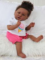 Boneca Bebê Reborn Corpo de Tecido Realista 50cm Original Kit Acessórios Conjunto Roupa Mamadeira Chupeta