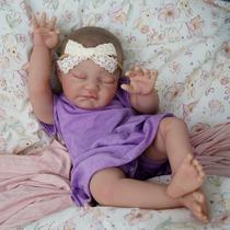 Boneca Bebê Reborn Corpo de Tecido Realista 51cm Original Kit Acessórios Conjunto Roupa Mamadeira Chupeta