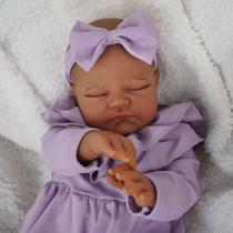 Boneca Bebê Reborn Corpo de Tecido Realista 51cm Original Kit Acessórios Conjunto Roupa Mamadeira Chupeta