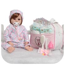 Boneca Bebê Reborn De Silicone Cabelo Fio a Fio Completa