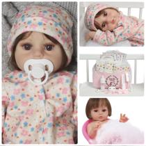 Boneca Bebê Reborn De Silicone Princesa Fio a Fio Com Bolsa