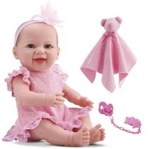 Boneca Bebê Reborn Dengo com Acessórios Abre e Fecha os Olhos Realista