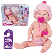 Boneca Bebe Reborn Doce Vida Hora De Ninar Com Pijama Gorro Chupeta Rosa Fraldinha