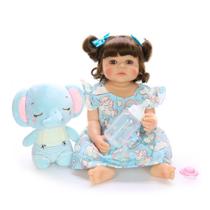 Boneca Bebê Reborn Elefantinho 100% Silicone 55cm Com Chupeta Mamadeira e Roupas - BRASTOY