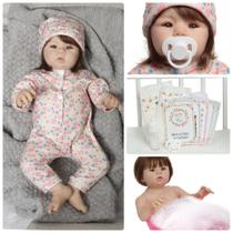 Boneca Bebê Reborn Fio a Fio Pode Molhar + Acessórios