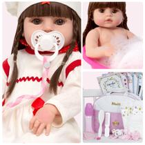 Boneca Bebe Reborn Fofinha Princesa 46cm Com Kit Acessórios Boneca Bebe Reborn Fofinha Princesa 46cm Com Kit Acessórios