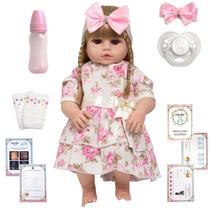 Boneca Bebe Reborn Gatinha Loira Completa + Kit Acessórios Boneca Bebe Reborn Gatinha Loira Completa + Kit Acessórios