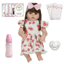 Boneca Bebe Reborn Gatinha Menina Fofa + Acessórios Lindos
