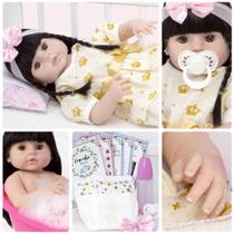 Boneca Bebe Reborn Gatinha Menina Realista Silicone 13 Itens Boneca Bebe Reborn Gatinha Menina Realista Silicone 13 Itens