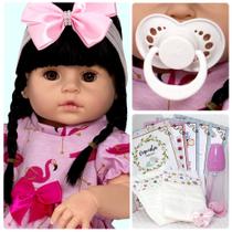 Boneca Bebê Reborn Grande Morena 52cm Silicone + Enxoval