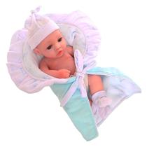 Boneca Bebê Reborn Laura Baby Mini Lino 100% Vinil Com Carteira de Vacinação e outros Acessórios Shiny Toys