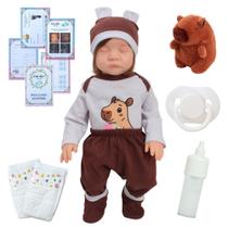 Boneca Bebê Reborn Lívia Fio a Fio Enxoval Capivara Fofo Boneca Bebê Reborn Lívia Fio a Fio Enxoval Capivara Fofo