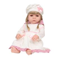 Boneca Bebe Reborn Loira Cabelo Longo 100% Silicone