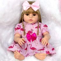 Boneca Bebê Reborn Loira Menina Silicone Bolsa Maternidade