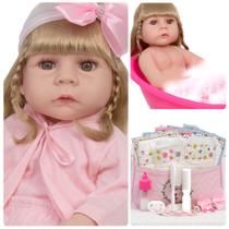 Boneca Bebê Reborn Loira Princesa Com Bolsa 20 Acessórios Boneca Bebê Reborn Loira Princesa Com Bolsa 20 Acessórios