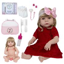 Boneca Bebê Reborn Loira Recém Nascida Fofa Vestido Renda Boneca Bebê Reborn Loira Recém Nascida Fofa Vestido Renda