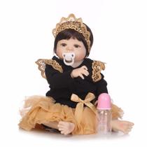 Boneca Bebe Reborn Menina 100 Silicone 55 Cm Princesa