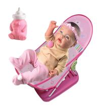 Boneca Bebê Reborn Menina 100% Silicone + Cadeira de Banho