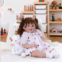 Boneca Bebê Reborn Menina 60cm Corpo De Pano Com Olho Azul