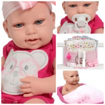 Boneca Bebê Reborn Menina Articulada Carequinha Linda 43cm