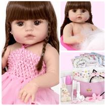 Boneca Bebê Reborn Menina Bailarina Coelhinha + 22 Itens