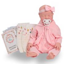Boneca Bebê Reborn Menina Corpo de Silicone + Acessórios