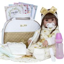 Boneca Bebê Reborn Menina de Silicone e Lindos Acessórios - Cegonha Reborn Dolls