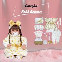 Boneca Bebê Reborn Menina de Silicone e Lindos Acessórios Envio imediato Barata Boneca Bebê Reborn Menina de Silicone e Lindos Acessórios Envio imediato Barata
