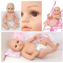 Boneca Bebe Reborn Menina Laura 52cm Corpo Silicone Careca