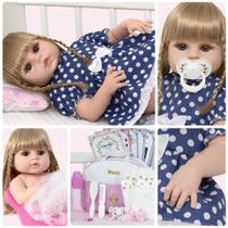 Boneca Bebe Reborn Menina Loira Enxoval Completo Envio 24hrs