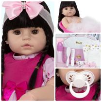 Boneca Bebe Reborn Menina Morena 100% Silicone + 20 Itens