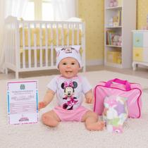 Boneca Bebê Reborn Menina Original Minnie Realista de Silicone Com Bolsa Maternidade