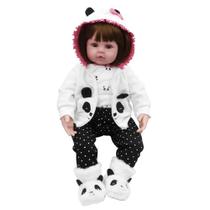 Boneca Bebê Reborn Menina Pandinha Babi Corpo 100% Vinil