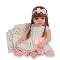 Boneca Bebê Reborn Menina Realista Cabelo Castanho + Itens