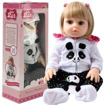 Boneca Bebê Reborn Menina Realista Com Acessórios Panda 48Cm - BBR TOYS