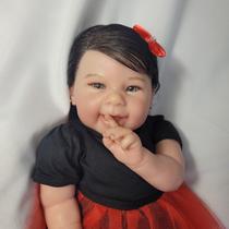 Boneca bebê reborn menina realista olhos azuis com acessório