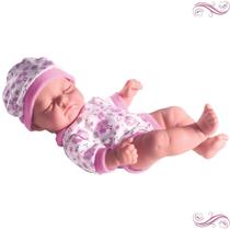 Boneca Bebê Reborn Mini Cheirinho Amor Petit Dormindo 23 cm - Milk