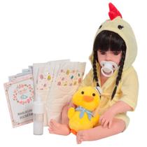 Boneca Bebe Reborn Morena Realista Roupão + Kit Acessórios