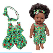 Boneca Bebê Reborn Negra Morena Realista Brastoy Silicone ou Vinil Conjunto de Roupa Pode Dar Banho