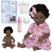 Boneca Bebê Reborn Negra Princesa 100% Silicone Com Chupeta