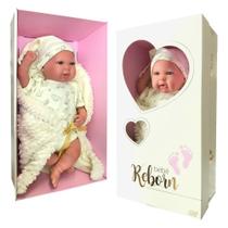 Boneca Bebê Reborn Olhos Abertos 40cm - Baby Brink - Rosita