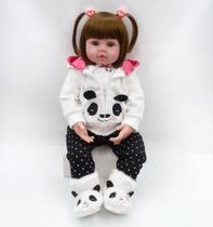 boneca bebe reborn panda corpinho de pano super macio