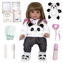 Boneca Bebe Reborn Panda Linda Realista Fofa 100% Silicone
