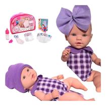 Boneca Bebe reborn pequena com Kit Nanar mamadeira chupeta fralda ED1 Brinquedos